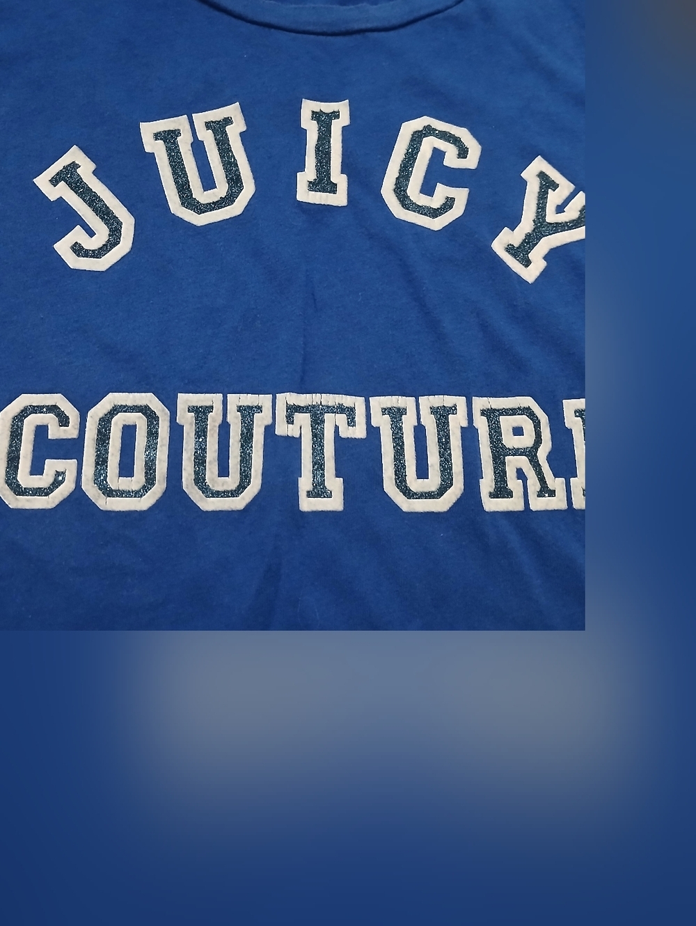 Juicy Couture Womens Glitter Graphic Blue T-shirt Size:Small - Picture 5 of 7